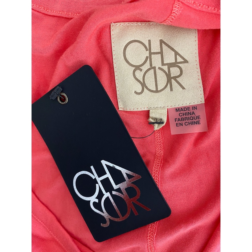 NEW Chaser Coral Pink Shirttail Top Rolltab Sleeve - Picture 7 of 7